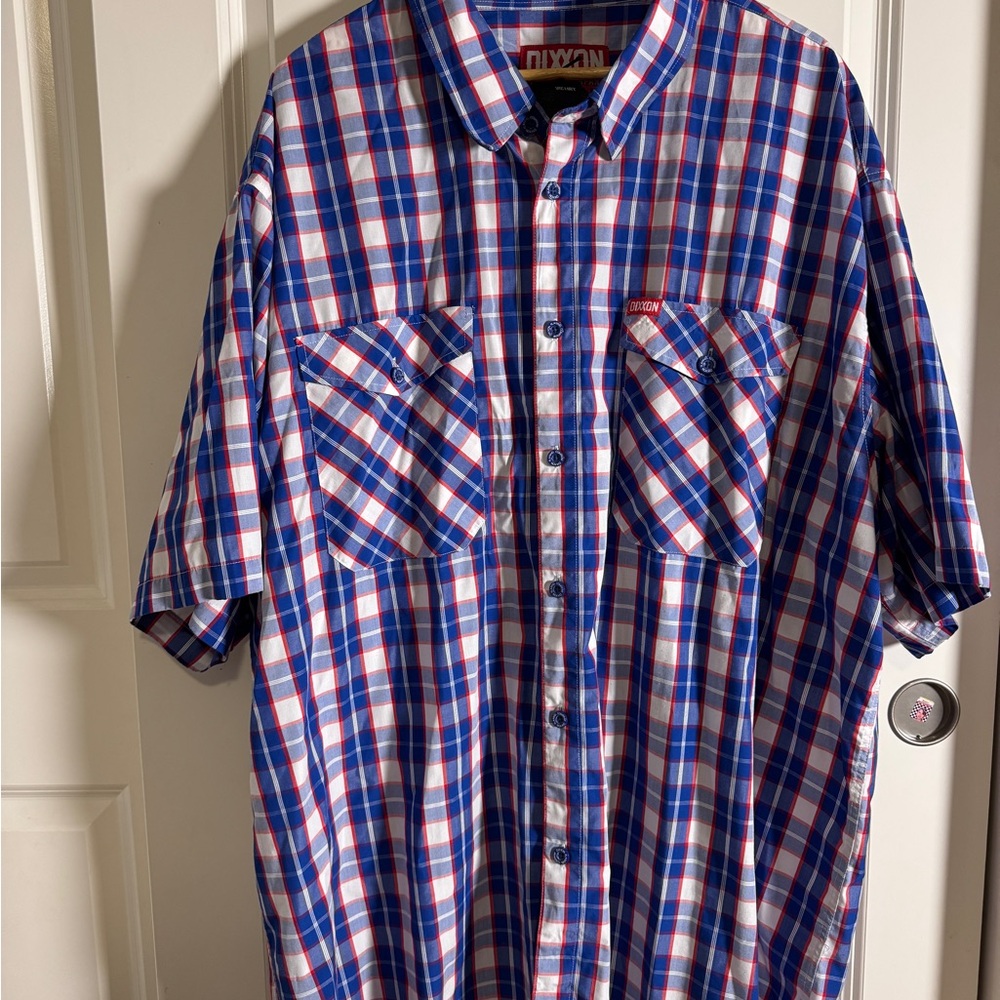 DIXXON Blue and Red Casual Button Down Shirt 0020